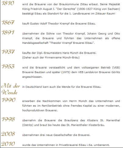 Geschichte Brauerei Eibau